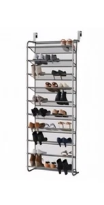 ClosetMaid 62-1/4" 10 Tier 20 Pair Gray Metal Hanging Door Shoe Organizer - Picture 1 of 3