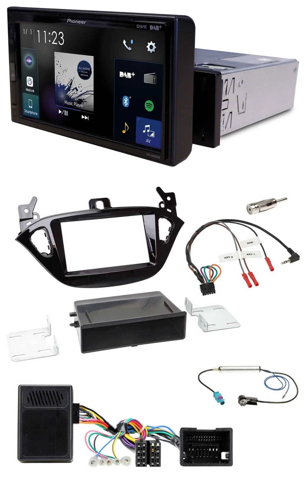 Pioneer DAB Lenkrad Bluetooth USB Autoradio für Opel Adam ab 2013 Corsa E Ablage - Bild 1 von 4