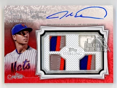 Jacob DeGrom 2020 Topps Sterling Autograph Quad Patch Card #SSAR-JD 5/5 - Image 1 of 2