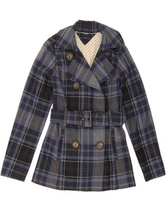 TOMMY HILFIGER Womens Trench Coat UK 10 Small Navy Blue Check AS05 - Picture 1 of 3