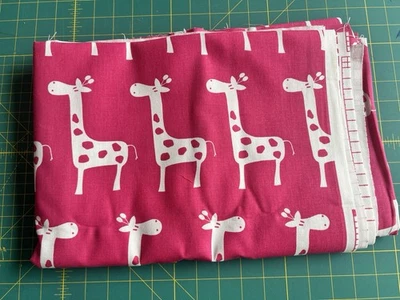 Premier Prints Pink Giraffe Cotton Canvas Fabric 2 yards - Image 1 of 4