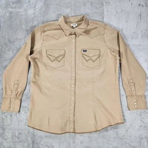 Camicia Wrangler retrò donna 2XL kaki western perla snap manica lunga - Foto 1 di 12
