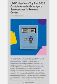 UKG 95% Graded Lego Marvel Super Heroes Captain America 2012 San Diego Toy Fair