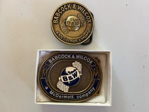 Lot of (2) Babcock & Wilcox B&W - A McDermott Company Brass Belt Buckles - VGC - Picture 1 of 6