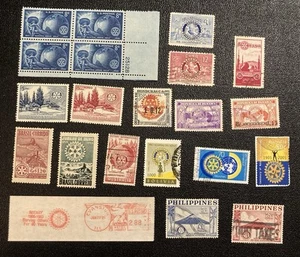 Estampillas de Club Rotario de la WW (usadas y H) y bloque de placas de Estados Unidos #1066 (NH) - Imagen 1 de 2