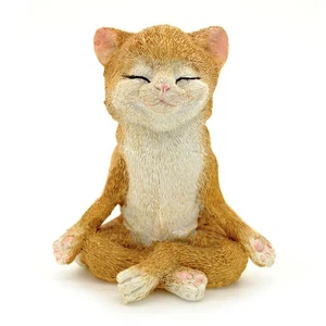 LINDA ESTATUA DE GATO MEDITANDO 3.75" Yoga Postura de Loto Zen Gatito Resina Estatuilla NUEVA - Imagen 1 de 4