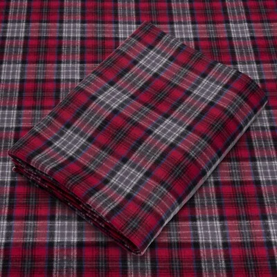 Red & Gray Plaid Cotton Flannel Fabric - 60" Wide - Sold by the Yard and Bolt - Image 1 of 4