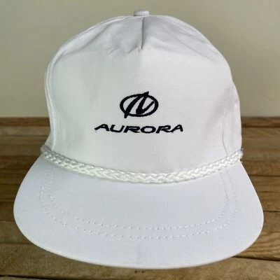 Oldsmobile Aurora White Adjustable Rope Trucker Cap Made In USA by La Mode - Image 1 of 4