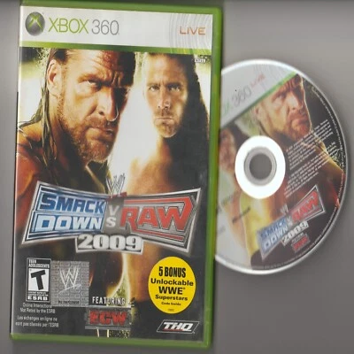 WWE 2009 Smackdown VS Raw XBOX 360 T-Teen THQ Complete Used Good WWF ECW WCW A - Image 1 of 4