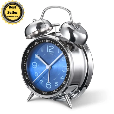 CADMOS Loud Alarm Clock for Heavy Sleepers Adults,Retro 4Inch Silent Non-Ticking Quartz