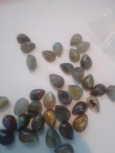 6 stück echter pear Rainbow Labradorite Cabochon ca 7 x 5 mm - Bild 1 von 5