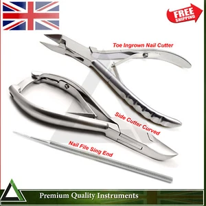 Professional Manicure Pedicure Ingrown Nipper Clippers Thick Nails Cutter Set 3 - Picture 1 of 4