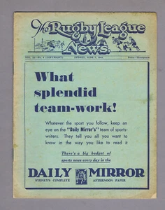 #E. 1941 RUGBY LEAGUE NEWS PROGRAM, 7th June - SYDNEY V COUNTRY - Picture 1 of 3