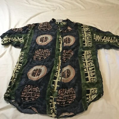 Montage Pour Homme Men's Silk Short Sleeve Button Up Shirt Medium - Image 1 of 4