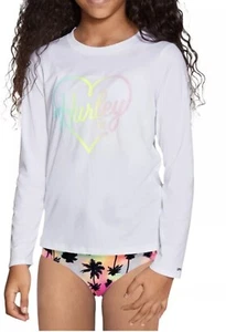 NEW Hurley Girls' Long Sleeve Dri-Fit UPF 50+ Shirt White Size 5/6 Swim Top - Picture 1 of 8