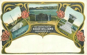 Tarjeta postal multi Roger William de Providence Rhode Island Landing Place 25-4208 c1910 - Imagen 1 de 2
