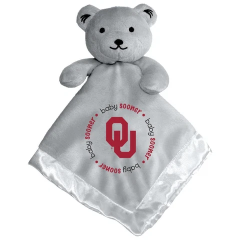 Oklahoma Sooners Gray Security Bear Baby Blanket [NEW] NCAA Plush Teddy Stuffed Cover