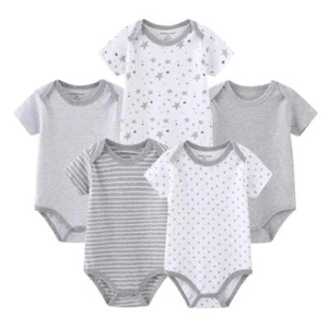 Baby Boys Bodysuit Newborn Short Sleeve Bodysuit Cotton 5-Pack One-Piece Body... - Picture 1 of 6