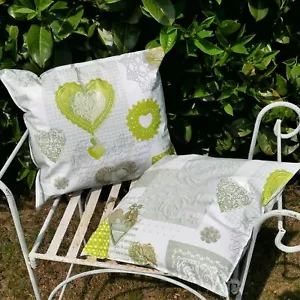 Cuscino da esterno in tela cerata - per una fantastica decorazione da giardino! 35x38 cm (cuori verde) - Foto 1 di 2