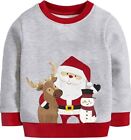 Little Hand Boys Christmas Sweatshirt Jumper Reindeer Kids Long Sleeve Tops...