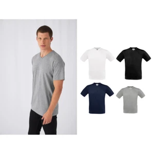 B&C Collection Men's V-Neck Short Sleeve T-Shirt TU006 - Plain Cotton Tee Top - Picture 1 of 8
