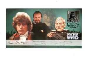 DOCTOR WHO GOOD BAD UGLY STAMP COVER SIGNED TOM BAKER TONY AINLEY & TERRY MOLLOY - Picture 1 of 1