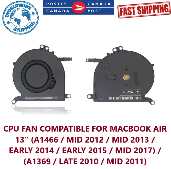 NEW CPU FAN FOR MACBOOK AIR 13" A1466 A1369 Part N 922-9643, 923-0442, 923-00507 - Image 1 of 1