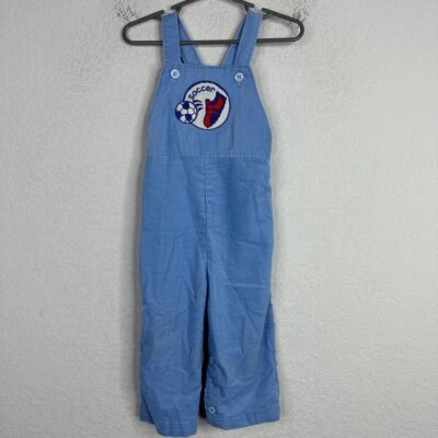 Tuta Health-Tex ragazzo 24 M blu velluto a coste vintage giocosa calcio anni 80 made in USA - Immagine 1 di 4