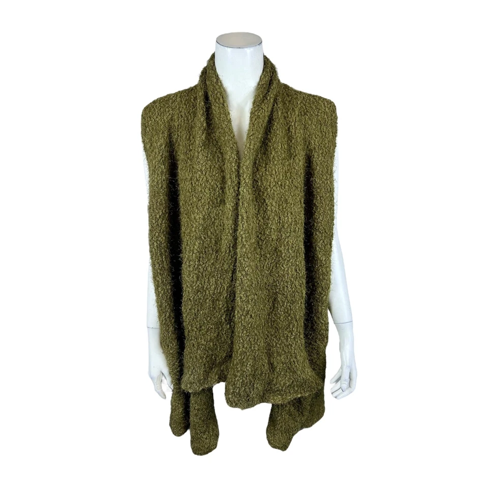 G.I.L.I. Women's Textured Sweater Open-Front Vest Solid Olive X-Large Size - Image 1 of 2