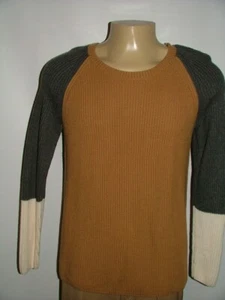 NEW WT TALBOTS CREWNECK SWEATER SIZE L NYLON LAMBSWOOL BROWN RIBBED SOFT #255 - Picture 1 of 4
