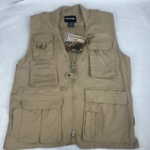 Humvee Safari Photo Fishing Hunting Khaki Tan Mens L Vest 21 Pockets NWT - Picture 1 of 11