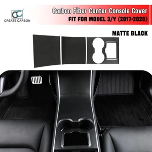 Dry Carbon Fiber Center Console Cover Trims For Tesla Model 3/Y (2017-2020) - Picture 1 of 8