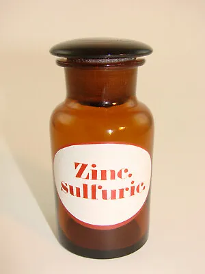 Apothekenflasche  Zinc. Sulfuric. .  Rote Schrift. • 23.05€