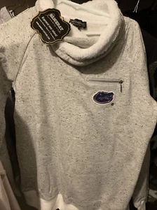 Women's Heathered Gray Florida Gators Poodle Fleece Cowlneck Pullover - Picture 1 of 4