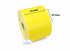 75mm x 50mm Yellow Direct Thermal Perm 1,250 labels per roll. 25mm core. - Picture 1 of 3
