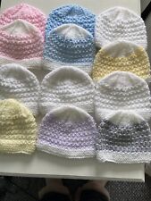 Hand knitted baby beanie hat newborn or small baby. choice of colours
