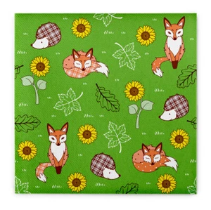 12 Serviette Florian in Grün aus Linclass® Airlaid 40 x 40 cm - Fuchs Igel - Bild 1 von 6