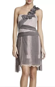 NEW BCBGMAXAZRIA RUNWAY PLEATED CONTRAST LACE DRESS QHS6L372/AM550 SIZE 2 - Bild 1 von 3
