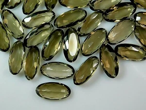 6 Pcs Top Front To Back Drilled Hydro Smoky Quartz Oval Cut Beads 20x10MM - Picture 1 of 7