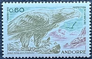 T1862 French Andorra Andorre Sc#212 MNH. CV $5. Royal eagle. Bird. - Picture 1 of 1