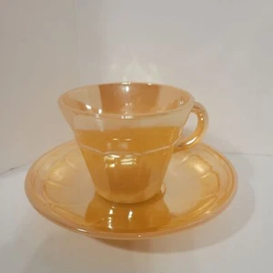 Vintage Termocrisa Pfirsich Glanzware Tasse und Untertasse RAR - Bild 1 von 6