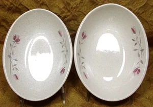 2 Franciscan DUET 8.5" oval serving bowls earthenware speckled USA 1956-1967 - Picture 1 of 6