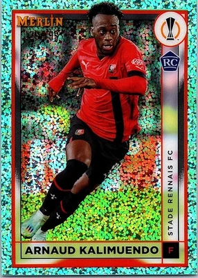 2023-24 Merlin UEFA Club Competitions #136 Arnaud Kalimuendo Aqua Speckle #/199 - Image 1 of 2