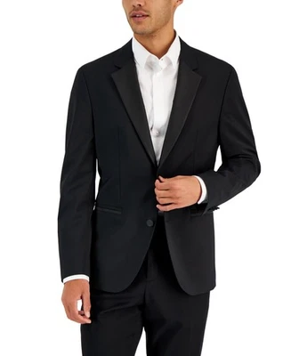 Chaqueta Blazer Hugo Boss Para Hombres Ajuste Moderno Esmoquin 42 R Negra Sólida Elástica Foto 1 de 4