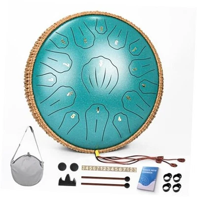Tambor Lengua Acero - Tambor Lengua 13 Pulgadas 15 Notas, Handpan 13 Pulgadas Verde Malaquita Foto 1 de 4