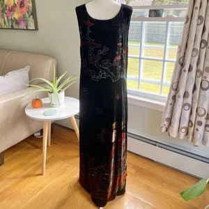 Citron Santa Monica Velvet Burnout Maxi Dress Gown XL Whimsigoth Grunge Artsy - Picture 1 of 20