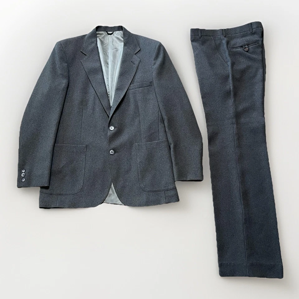 Винтажный Levis отделки вырез серый действие костюм Sta-Prest 40R Levi's Blazer брюки - Изображение 1 из 4