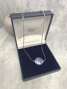 Murano Blue Glass Pendant Contemporary Necklace Italy 925 Sterling Silver Chain - Picture 1 of 7