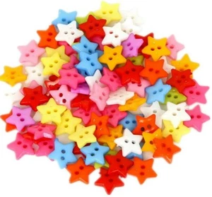 50 Star Buttons Colorful Jewelry Making Sewing Supplies Assorted Lot 15mm - Picture 1 of 1