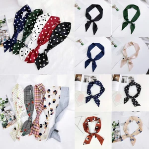 Small Scarf Satin Neckerchief Head-Neck Hair Band Rope Bag Tie Wristband Wrap - Picture 1 of 40